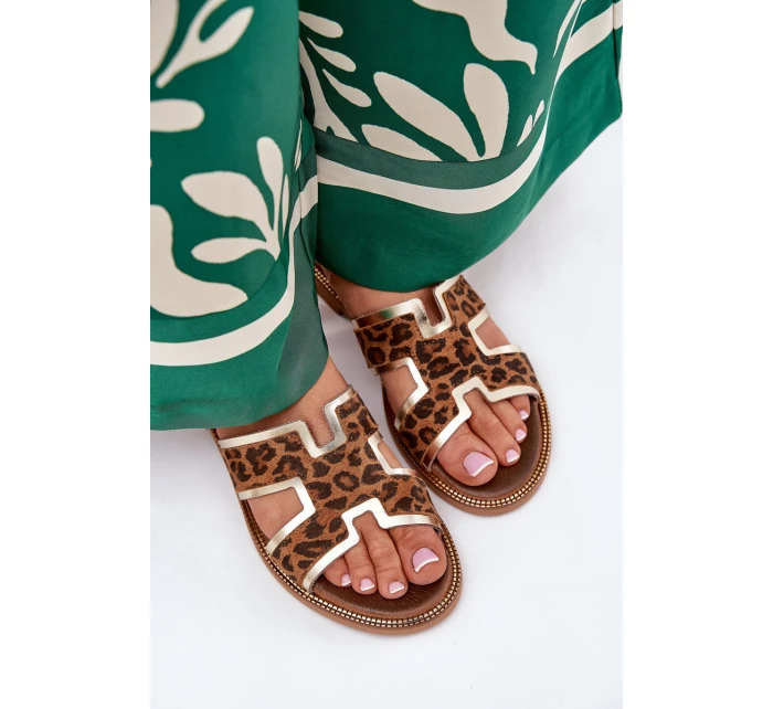 Kožené Ploché Klapky S  Hnědé model 21684124 - Zazoo