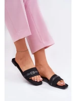 Płaskie Klapki Damskie Z Paskiem I Sprzączką Czarne Zilina Płaskie Klapki Damskie Z Paskiem I Sprzączką Czarne Zilina
