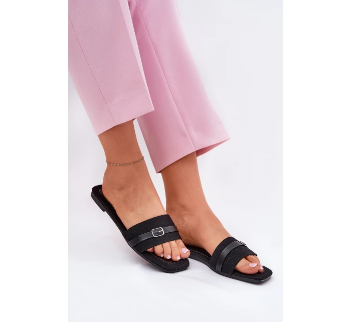 Płaskie Klapki Damskie Z Paskiem I Sprzączką Czarne Zilina Płaskie Klapki Damskie Z Paskiem I Sprzączką Czarne Zilina