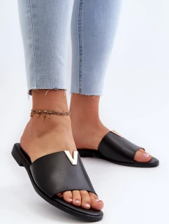 Dámske papuče z ekokože na plochom podpätku, čierne Maliha