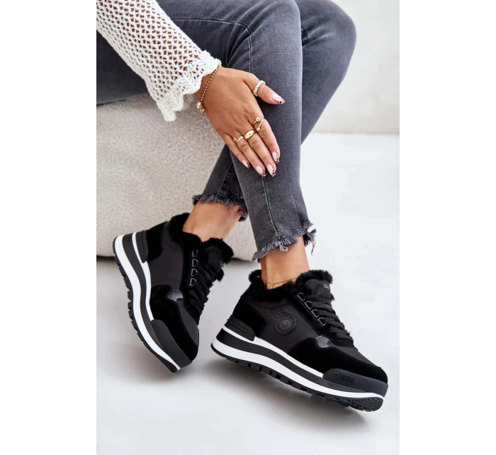 Dámske zateplené tenisky na platforme Big Star Black