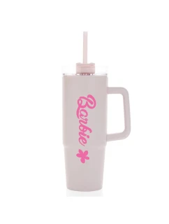 BARBIE - světle růžový cestovní hrnek s průhledným víčkem 900 ml