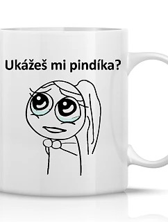 UKÁŽEŠ MI PINDÍKA? - klasický bílý keramický hrníček 300 ml