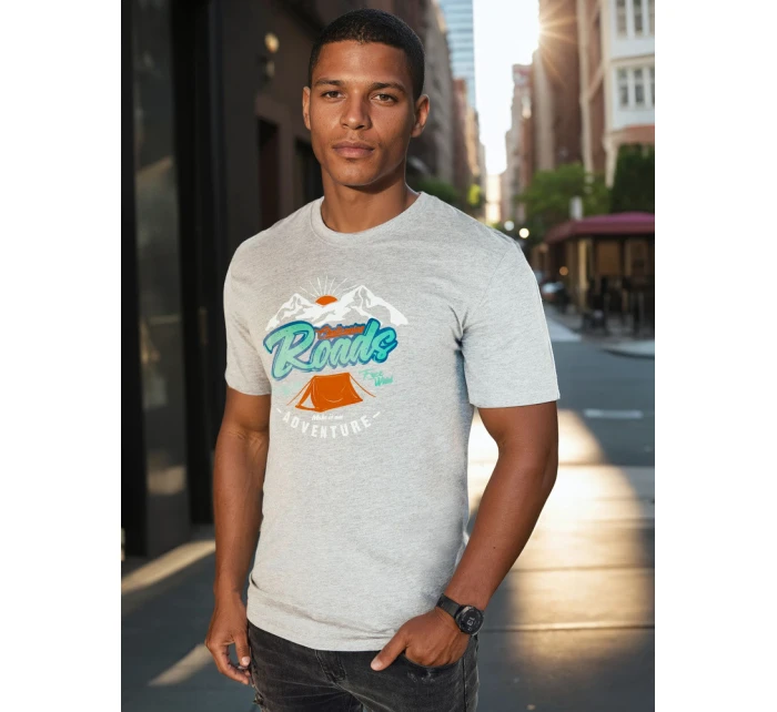 Pánské šedé tričko s potiskem Dstreet model 21973733 - FashionStreet Pánské šedé tričko s potiskem Dstreet model 21973733 - FashionStreet