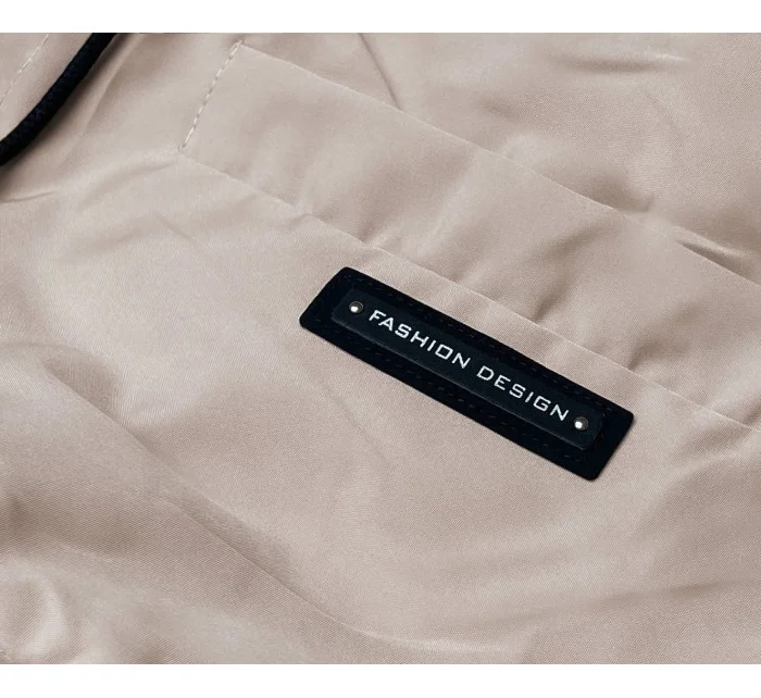 Béžová dámska bunda s ozdobnou lemovkou (B8139-51) Béžová dámska bunda s ozdobnou lemovkou (B8139-51)