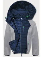 Tmavě sportovní pánská bunda z různých spojených materiálů model 18416161 - J.STYLE