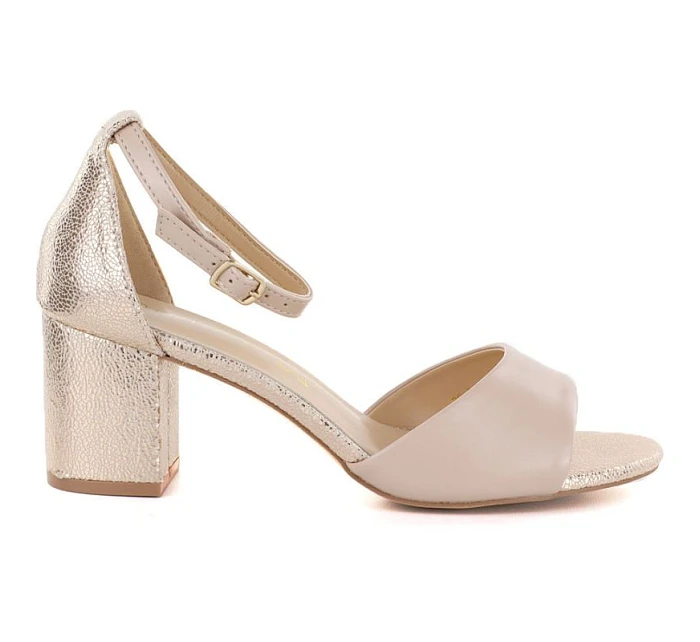 Béžové a zlaté dámské sandály na jehlovém podpatku model 22116440 - Potocki