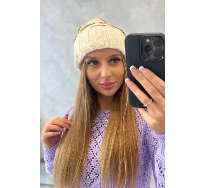 Dámska čiapka Feba K330 ecru+green neón