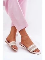 Vzorované Plné Dámské Sandály Béžové model 21689586 - Boto