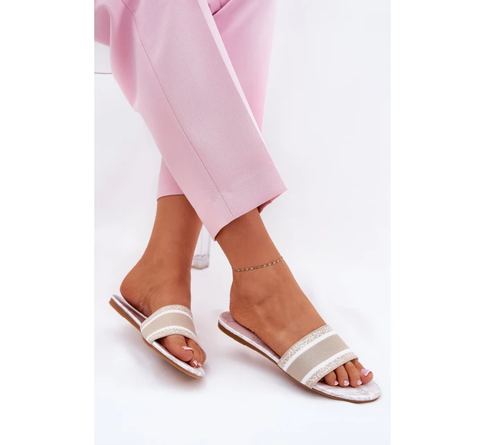 Vzorované Plné Dámské Sandály Béžové model 21689586 - Boto