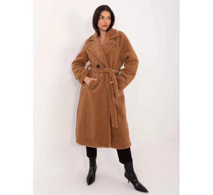 Płaszcz IT PL model 21776345 camelowy - FPrice Płaszcz IT PL model 21776345 camelowy - FPrice