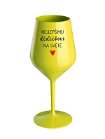PRE NAJLEPŠIEHO DEDUKA NA SVETE - žltý nerozbitný pohár na víno 470 ml