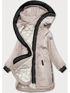 Svetlo béžová dámska bunda s ozdobnou lemovkou (B8150-51)