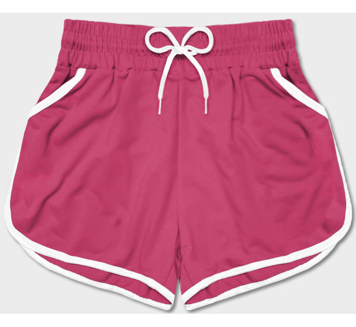 Ružové dámske šortky s kontrastnou lemovkou (8K208-19)