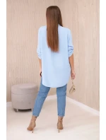 Blúzka s predĺženým zadným dielom modrá