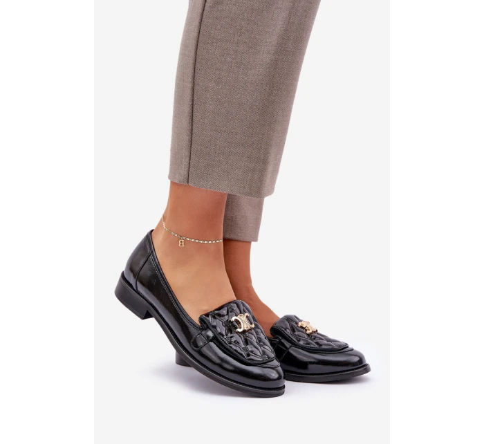 Kožené Lakované Mokasíny Se Zlatou Dekorací Laura model 21683149 Černé - Laura Messi