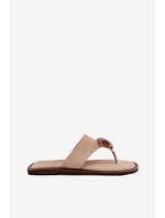 Dámské ploché žabky s ozdobou eko semiš béžové model 22125621 - Boto