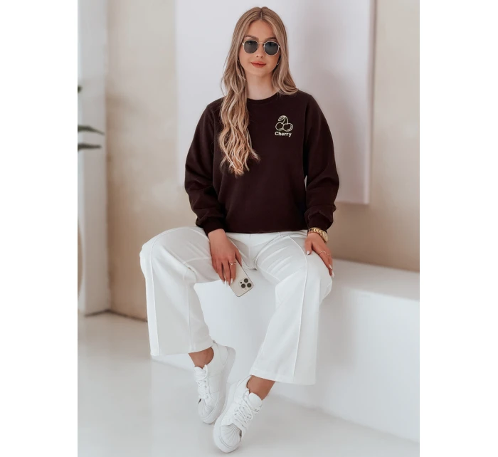 Dámská oversize mikina s výšivkou hnědá Dstreet model 21988045 - FashionStreet Dámská oversize mikina s výšivkou hnědá Dstreet model 21988045 - FashionStreet