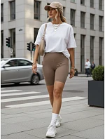 Dámske cyklistické šortky s vysokým pásom, béžové, FashionStreet SY0571
