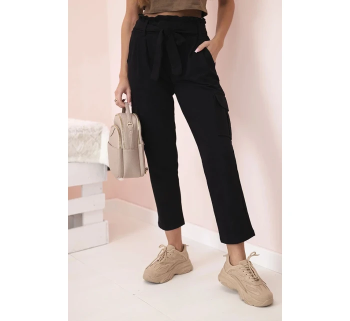 Dámske cargo nohavice s vysokým pásom čierne Dámske cargo nohavice s vysokým pásom čierne