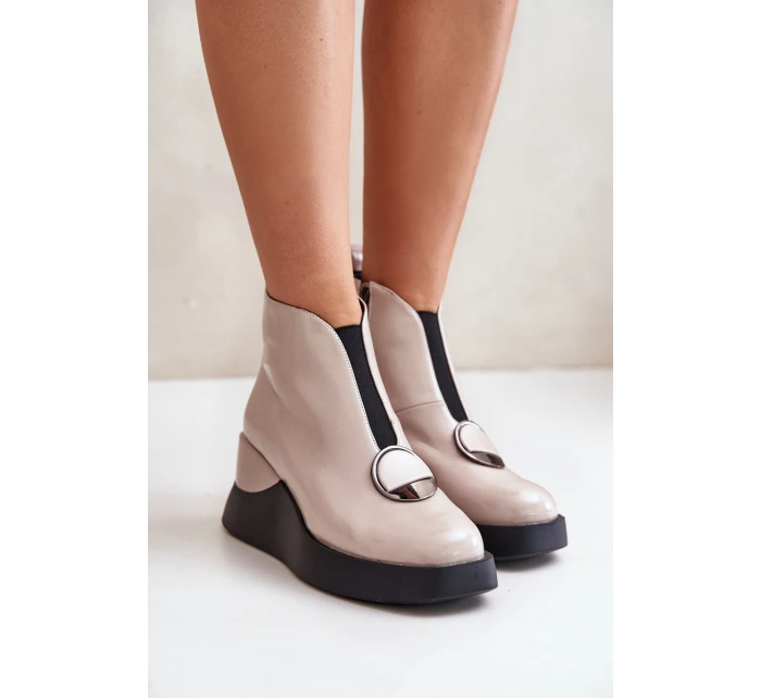 Lakované Boty Na Zateplené D&A Béžové model 21671901 - S.Barski