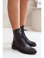 Kožené Botky Worker S Zlatým Na Černé model 21672963 - Zazoo