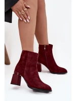 Botki Damskie Z Naturalnego Zamszu Na Słupku Ocieplane D&A CR52-718 Bordowe Botki Damskie Z Naturalnego Zamszu Na Słupku Ocieplane D&A CR52-718 Bordowe
