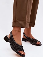 Dámske semišové sandále na podpätku D&A CR61-3131 Black