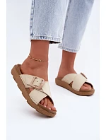 Dámske kožené papuče so sponou Inblu ED0003IU Beige