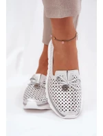 Dámske topánky z prírodnej kože - strieborné