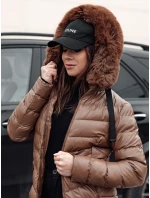 Dámská prošívaná zimní bunda s kapucí CRYSTAL světle hnědá Dstreet model 21982617 - FashionStreet