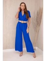 Kombinéza s ozdobným opaskom v páse chrpovo modrá Kombinéza s ozdobným opaskom v páse chrpovo modrá