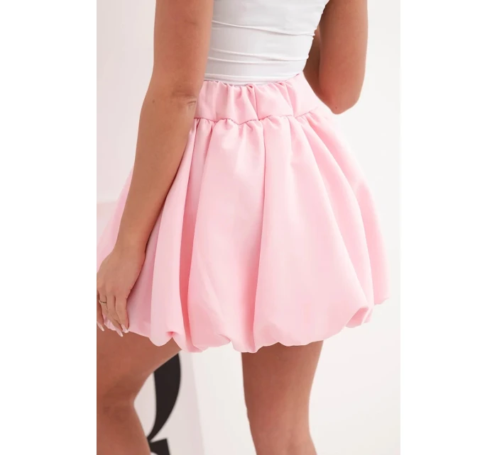 Dámska viskózna balónová sukňa s elastickým pásom candy pink