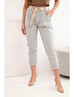 Nohavice Punto s opaskom sivý melanž Nohavice Punto s opaskom sivý melanž