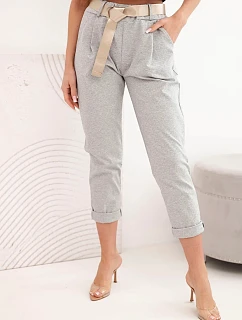 Kalhoty Punto s páskem šedý melanž