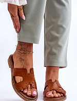 Zazoo 40326 Damskie Klapki Z Ozdobnymi Wycięciami Brązowe