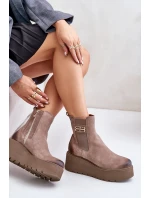 model 21673714 Dámské Botky Chelsea Na Platformě A Klínu Černé - Zazoo