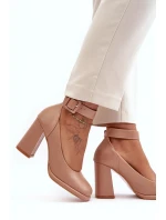 Lodičky na vysokom podpätku so sponou, béžové Idovana Lodičky na vysokom podpätku so sponou, béžové Idovana