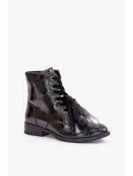 Lakované zateplené členkové topánky so zipsom S.Barski Black Lakované zateplené členkové topánky so zipsom S.Barski Black