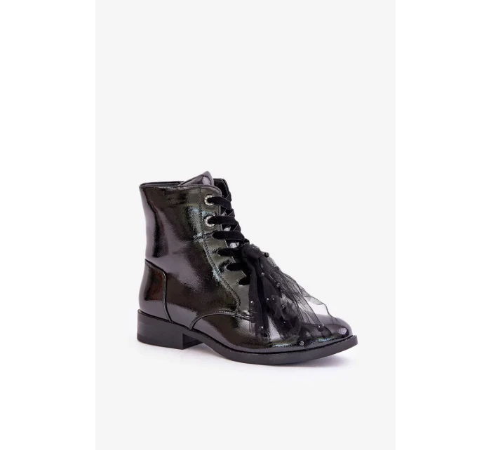 Lakované zateplené členkové topánky so zipsom S.Barski Black Lakované zateplené členkové topánky so zipsom S.Barski Black