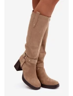 Dámske zateplené čižmy 1825 beige - Style