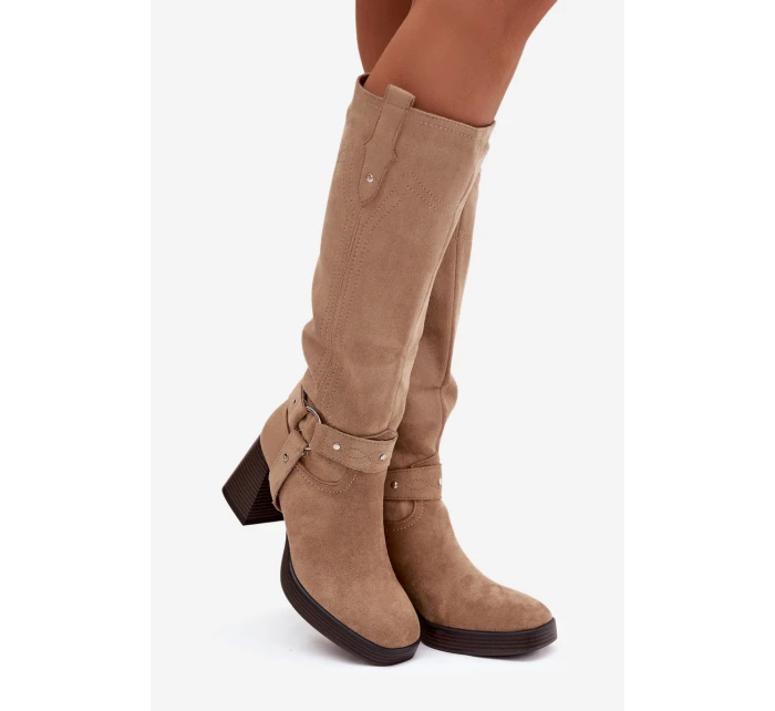 Dámske zateplené čižmy 1825 beige - Style
