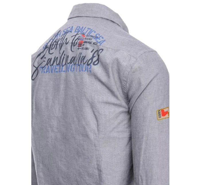 Pánska sivá košeľa FashionStreet DX2286 Pánska sivá košeľa FashionStreet DX2286