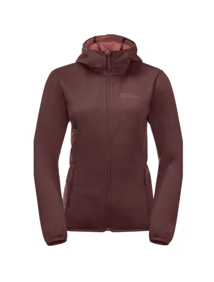 Dámska prechodná bunda s kapucňou Jack Wolfskin Windhain Hoody W softshell červená (1307481_2866)