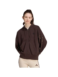 Dámska mikina adidas Seasonal Essentials Animal Print 3-Stripes Full-Zip Hooded, hnedá, KV9299