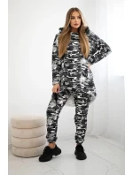 Dámska súprava s kapucňou s maskáčovou potlačou sivá + čierna Dámska súprava s kapucňou s maskáčovou potlačou sivá + čierna