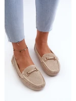 Mokasyny Damskie Ażurowe Z Ozdobą Beżowe Kaydance Mokasyny Damskie Ażurowe Z Ozdobą Beżowe Kaydance