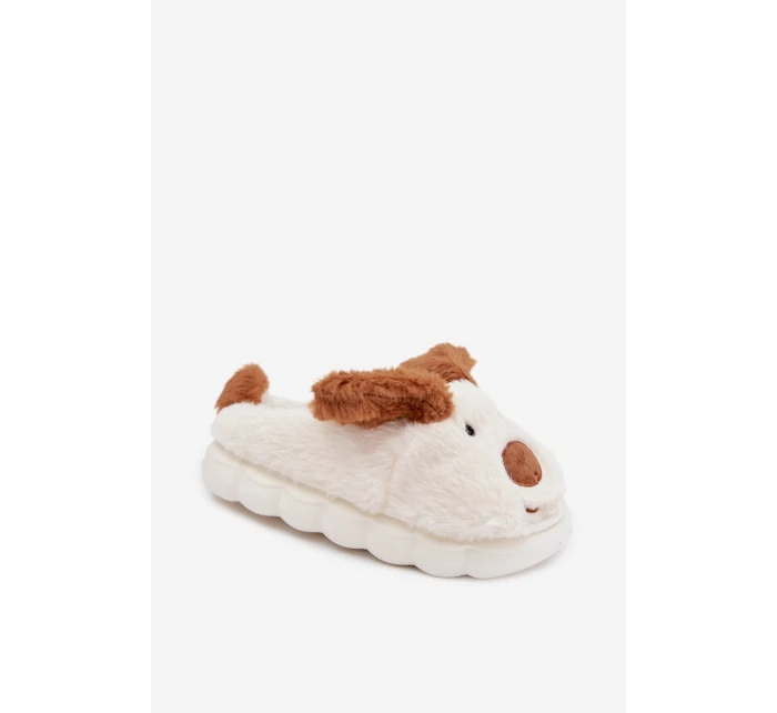 Dětské chlupaté bačkory pejskové hnědé Farnise