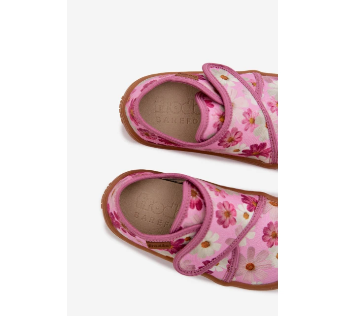 Dětské dívčí pantofle Barefoot Kwiatki Froddo G1700438-8 -11 Růžové