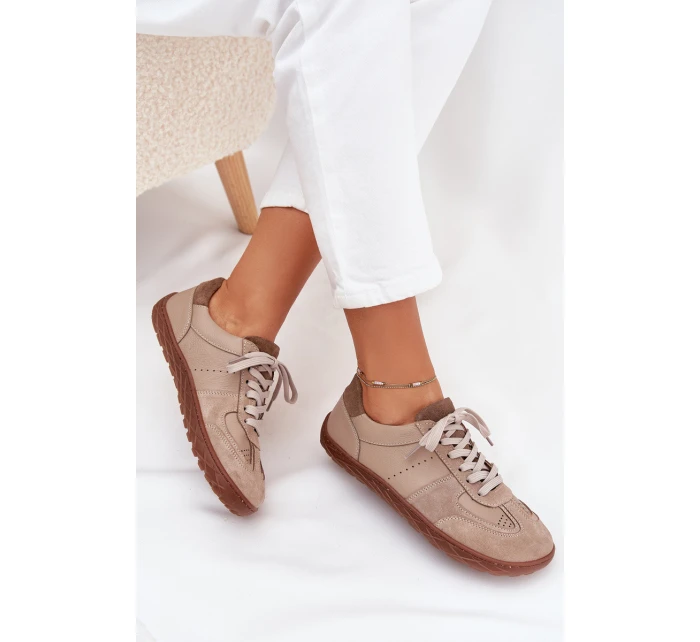 Dámske kožené barefoot tenisky Zazoo - béžové